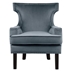 Lapis Accent Chair with Solid Wood Frame - Gray Velvet Upholstery - Nailhead Trim - Black Finish Legs