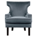 Lapis Accent Chair with Solid Wood Frame - Gray Velvet Upholstery - Nailhead Trim - Black Finish Legs - HME1078