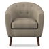 Lucille Accent Chair with Solid Wood Frame - Textured Beige Fabric and Espresso Finish Legs