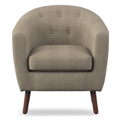 Lucille Accent Chair with Solid Wood Frame - Textured Beige Fabric and Espresso Finish Legs 