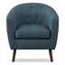 Lucille Accent Chair with Textured Blue Fabric - Button-Tufted Back - Espresso Finish Wood Legs