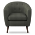 Lucille Accent Chair with Textured Gray Fabric and Button-Tufted Back - Espresso Finish Wood Legs