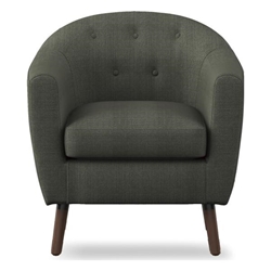 Lucille Accent Chair with Textured Gray Fabric and Button-Tufted Back - Espresso Finish Wood Legs 