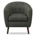 Lucille Accent Chair with Textured Gray Fabric and Button-Tufted Back - Espresso Finish Wood Legs - HME1081