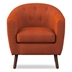 Lucille Accent Chair with Solid Wood Frame - Textured Orange Fabric and Espresso Finish Legs