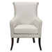 Avalon Quilted Accent Chair with Solid Wood Frame - Textured White Fabric and Espresso Finish Legs - HME1087