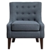 Margaret Accent Chair with Solid Wood Frame - Textured Blue Fabric Upholstery - Dark Brown Finish Legs