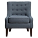 Margaret Accent Chair with Solid Wood Frame - Textured Blue Fabric Upholstery - Dark Brown Finish Legs - HME1091