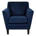 Adore Accent Chair with Solid Wood Frame - Navy Blue Velvet Fabric - Dark Brown Finish Legs