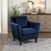 Adore Accent Chair with Solid Wood Frame - Navy Blue Velvet Fabric - Dark Brown Finish Legs - HME1092