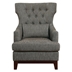 Adriano Accent Chair with Textured Fabric Upholstery - Gray - Espresso Finish Wood Legs