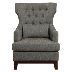 Adriano Accent Chair with Textured Fabric Upholstery - Gray - Espresso Finish Wood Legs 