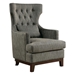 Adriano Accent Chair with Textured Fabric Upholstery - Gray - Espresso Finish Wood Legs - HME1094