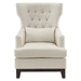 Adriano Accent Chair with Solid Wood Frame - Textured Beige Fabric and Espresso Finish Legs - HME1095