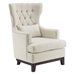 Adriano Accent Chair with Solid Wood Frame - Textured Beige Fabric and Espresso Finish Legs - HME1095