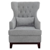 Adriano Accent Chair with Solid Wood Frame - Textured Gray Fabric and Espresso Finish Legs