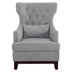 Adriano Accent Chair with Solid Wood Frame - Textured Gray Fabric and Espresso Finish Legs 