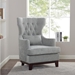 Adriano Accent Chair with Solid Wood Frame - Textured Gray Fabric and Espresso Finish Legs - HME1096