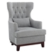 Adriano Accent Chair with Solid Wood Frame - Textured Gray Fabric and Espresso Finish Legs - HME1096