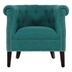 Karlock Accent Chair with Textured Teal Fabric and Button-Tufted Back - Espresso Finish Wood Legs