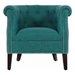 Karlock Accent Chair with Textured Teal Fabric and Button-Tufted Back - Espresso Finish Wood Legs - HME1098