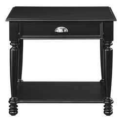 Sanders End Table with Dovetail Drawer - Lower Shelf - Black Finish Legs 