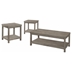 Bainbridge 3-Piece Occasional Set with Weathered Gray Finish Frame and Lower Shelves