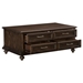 Cardano Cocktail Table with 4 Dovetail Drawers - Pewter Tone Bar Pulls - Casters - Charcoal Driftwood Finish Top - HME1116