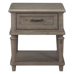 Cardano Wood End Table with Functional Drawer and Driftwood Light Brown Finish Frame 