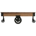 Factory Cocktail Table on Wheels with 2-Tone Rustic Poplar Top and Black Finish Metal Frame - Solid Wood and Metal Construction - HME1133