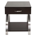 Tioga End Table with 2-Tone Espresso Finish Top and Brushed Chrome Finish Legs - Oak Veneer and Stainless Steel - HME1143