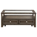 Auburn Cocktail Table with Glass Top - 2 Dovetail Drawers - Casters - Charcoal Brown Finish Frame - HME1161