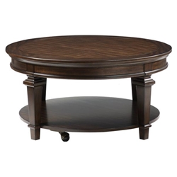 Tobias Round Cocktail Table with Casters - Espresso Finish Legs 