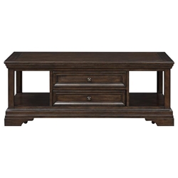 Tobias Rectangular Lift Top Cocktail Table with Underneath Storage - Espresso Finish Legs and Frame - Casters 