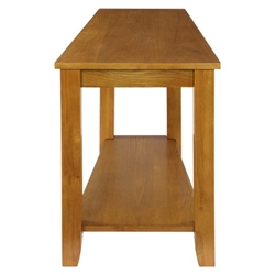 Elwell Oak Wedge Chairside Table with Lower Shelf and Ash Veneer Construction - Oak Finish 