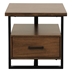 Sedley 2-Tone End Table with Walnut Veneer and Rustic Black Metal Finish Frame