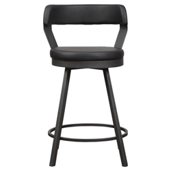 Appert Counter Height Chair with Dark Gray Metal Base and Black Faux Leather Upholstery - Set of 2 