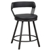 Appert Counter Height Chair with Dark Gray Metal Base and Black Faux Leather Upholstery - Set of 2 - HME1213