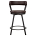 Appert Counter Height Chair with Dark Gray Finish Metal Base and Brown Faux Leather Upholstery - Set of 2