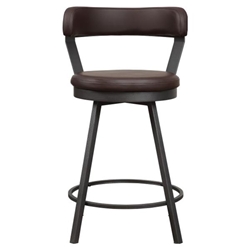 Appert Counter Height Chair with Dark Gray Finish Metal Base and Brown Faux Leather Upholstery - Set of 2 