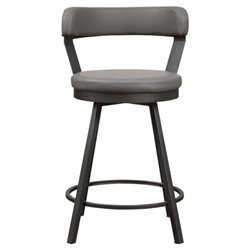Appert Counter Height Chair with Dark Gray Metal Base and Faux Leather Upholstery - Gray Finish Metal Base - Set of 2 