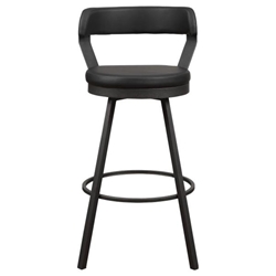 Appert Pub Height Chair with Dark Gray Metal Base and Black Faux Leather Upholstery - Dark Gray Finish Base - Set of 2 