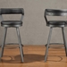 Appert Pub Height Chair with Dark Gray Metal Base and Black Faux Leather Upholstery - Dark Gray Finish Base - Set of 2 - HME1218