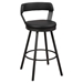 Appert Pub Height Chair with Dark Gray Metal Base and Black Faux Leather Upholstery - Dark Gray Finish Base - Set of 2 - HME1218