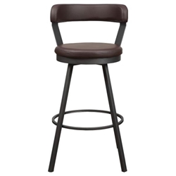 Appert Pub Height Chair with Dark Gray Metal Base and Brown Faux Leather Upholstery - Dark Gray Finish Base - Set of 2 