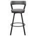 Appert Pub Height Chair with Dark Gray Metal Base and Gray Faux Leather Upholstery - Dark Gray Finish Base - Set of 2