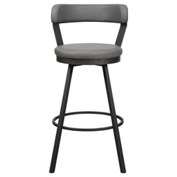 Appert Pub Height Chair with Dark Gray Metal Base and Gray Faux Leather Upholstery - Dark Gray Finish Base - Set of 2 