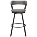 Appert Pub Height Chair with Dark Gray Metal Base and Gray Faux Leather Upholstery - Dark Gray Finish Base - Set of 2 - HME1220