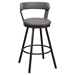 Appert Pub Height Chair with Dark Gray Metal Base and Gray Faux Leather Upholstery - Dark Gray Finish Base - Set of 2 - HME1220