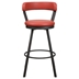 Appert Pub Height Chair with Dark Gray Finish Metal Base and Red Faux Leather Upholstery - Set of 2